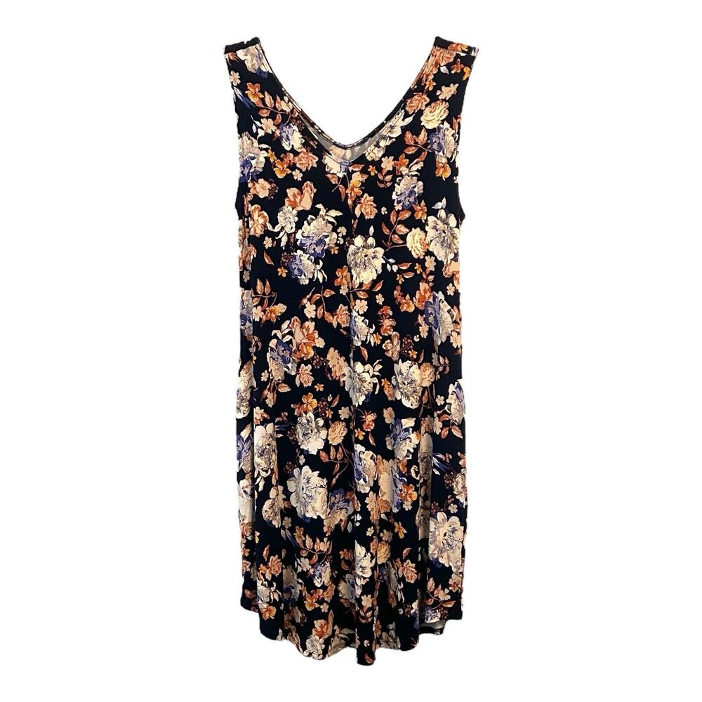 Maurices 24/7 Swing Style Dress Sz S Sleeveless Tank Blue Floral Pockets NWT